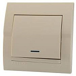 702-0303-111  DERIY  Вимикач 1-й крем з підсвіт.