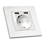Розетка з/з 16А та 2гн USB 2.4A зі шторками