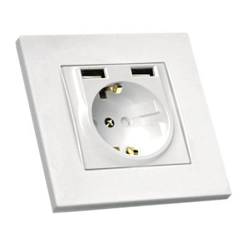 Розетка з/з 16А та 2гн USB 2.4A зі шторками