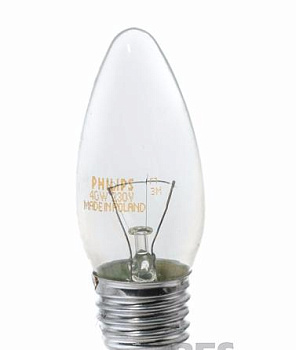   Лампа  PHILIPS  40Вт Е27 прозора  свічка